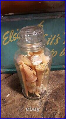 Vintage Glass Kitchen Canister Apothecary Cookie Candy Jar Lid Clear Drug Store