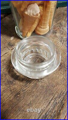 Vintage Glass Kitchen Canister Apothecary Cookie Candy Jar Lid Clear Drug Store