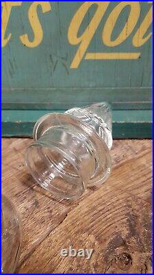 Vintage Glass Kitchen Canister Apothecary Country Store Candy Jar Lid Drug Store