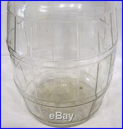 Vintage Glass Large Kitchen Storage Jar Ribbed Paneled Motif Tin Lid Handle 13