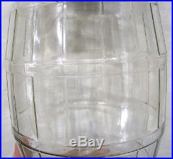 Vintage Glass Large Kitchen Storage Jar Ribbed Paneled Motif Tin Lid Handle 13