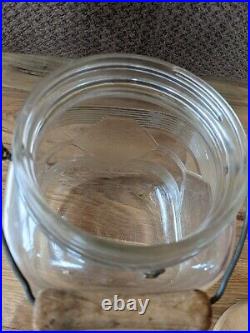 Vintage Glass Pickle Coffee Jar With Wooden Handle & Lid