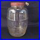 Vintage Glass Pickle Jar Duraglas Large Keg Barrel Lid Bail Wood Handle 13.5