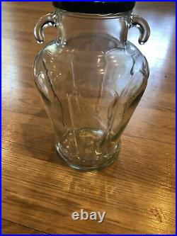 Vintage Glass Tassos 1950 ml Olive Jar Handles Amphora With Lid
