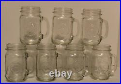 Vintage Golden Harvest Drinking Jar Glass Mug With Handle Set of (7)