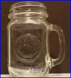 Vintage Golden Harvest Drinking Jar Glass Mug With Handle Set of (7)