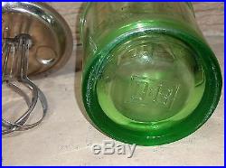 Vintage Green Depression Glass Egg Beater & 4-Cup Measuring Jar Green Handle D&B