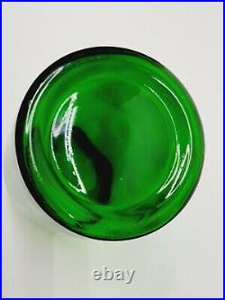 Vintage Green Glass Apothecary Jar Glass Lid with Tab Handle 10 tall