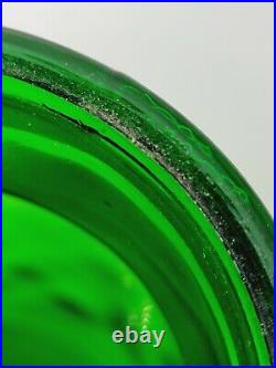 Vintage Green Glass Apothecary Jar Glass Lid with Tab Handle 9.25 tall