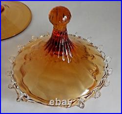 Vintage HTF Empoli Amber Glass Apothecary Candy Jar Circus Tent Pedestal 11.5