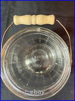 Vintage Hardesty's Penny Candy Barrel Glass Display Jar Wooden Handle Original