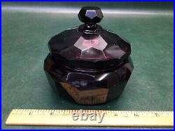 Vintage Hoffmann Mosser Style Faceted Glass Jar with Finial Lid & Ground Bottom