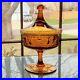 Vintage Italian Stelvia Husted 9 Amber Glass Apothecary Jar Dish Circus Top Lid