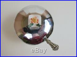 Vintage JADEITE Green Milk Glass Ribbed Sugar Jar Pot metal lid flower handle