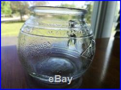 Vintage JFG Peanut Butter Glass Globe 1lb Jar JFG Coffee Company Cup Handle
