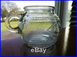 Vintage JFG Peanut Butter Glass Globe 1lb Jar JFG Coffee Company Cup Handle