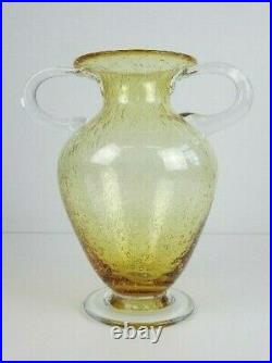 Vintage Jar Two-Handled Glass Yellow Clear Submerged With Bubble Xx Century