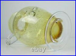 Vintage Jar Two-Handled Glass Yellow Clear Submerged With Bubble Xx Century