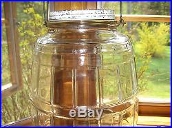 Vintage LARGE 3 Gallon Glass PICKLE JAR Wire Wood Handle and Original Lid