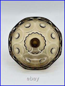 Vintage L. E. Smith Moon and Star Glass Smoke Brown Jardiniere Cookie Tobacco Jar