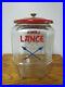Vintage Lance Glass Display Cookie, Cracker Jar with Original Red Lid and Handle