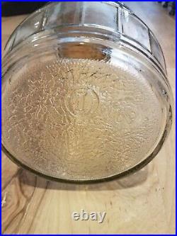 Vintage Large Barrel Jar Glass Screw Top Pickle Jar Wire Handle