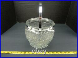 Vintage Large Clear Glass Cookie Jar Canister With Lit Handle
