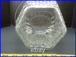 Vintage Large Clear Glass Cookie Jar Canister With Lit Handle