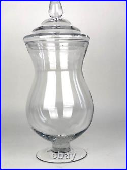 Vintage Large Clear Glass Hand Blown Apothecary Jar 20 Inch Tall