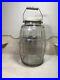 Vintage Large Glass Pickle/Pigs Feet Jar Keg Barrel Style WithLid & Wooden Handle