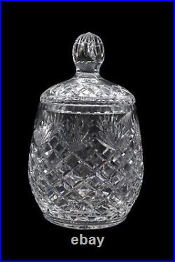 Vintage Large Polish Heavy Lead Cut Glass Biscuit Jar with Lid