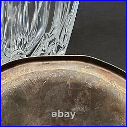 Vintage Lead Crystal Biscuit Jar Ice Bucket with Silver Plated Lid & Handle