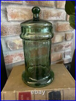 Vintage MCM 1960's Empoli Optic Glass Lidded Apothecary Jar
