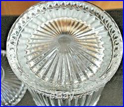 Vintage MMA Imperial Columnar Glass Biscuit Jar Frosted 3 Faced handle on lid