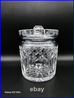 Vintage Marked Waterford Cut Crystal Lismore 7 Heavy Biscuit Jar Barrel Ex. Cond