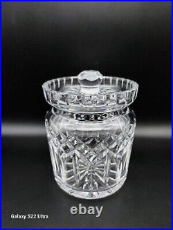 Vintage Marked Waterford Cut Crystal Lismore 7 Heavy Biscuit Jar Barrel Ex. Cond