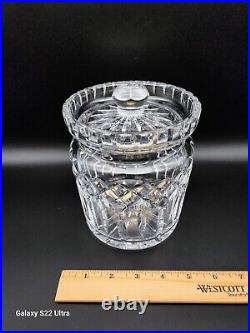 Vintage Marked Waterford Cut Crystal Lismore 7 Heavy Biscuit Jar Barrel Ex. Cond