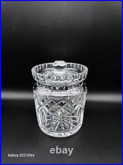 Vintage Marked Waterford Cut Crystal Lismore 7 Heavy Biscuit Jar Barrel Ex. Cond