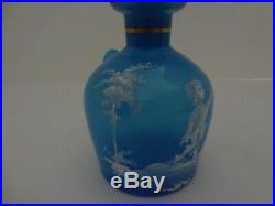 Vintage Mary Gregory Covered French Blue Jar with Handle and Stopper
