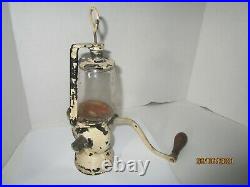 Vintage Metal Hand Grinder Chopper with Handle and Glass Jar Nuts Coffee