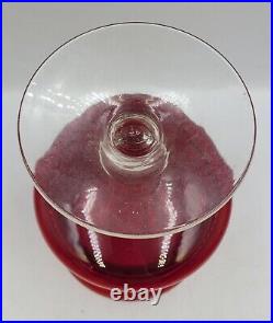 Vintage Mid Century Empoli Ruby Red Glass Compote Candy Jar