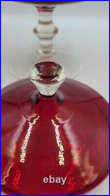 Vintage Mid Century Empoli Ruby Red Glass Compote Candy Jar