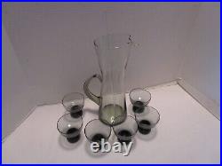 Vintage Morgantown Smoke Glass Barware Cocktail Mixer 8 Pc. Set 1970's MCM