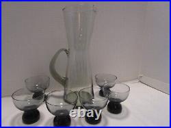 Vintage Morgantown Smoke Glass Barware Cocktail Mixer 8 Pc. Set 1970's MCM