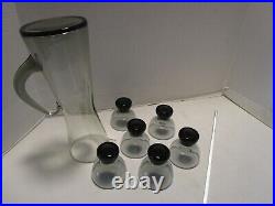 Vintage Morgantown Smoke Glass Barware Cocktail Mixer 8 Pc. Set 1970's MCM