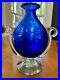 Vintage Murano Veronese Cobalt Blue Art Glass Vase With Handles