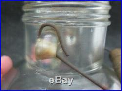 Vintage ONE GALLON GLASS JAR BOTTLE JUG with BAIL WOOD & WIRE HANDLE