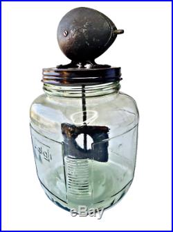 Vintage Old Balaji Butter Churn Glass Jar Wood Handle Paddle HB 013