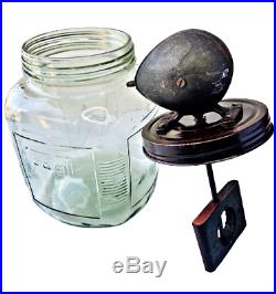 Vintage Old Balaji Butter Churn Glass Jar Wood Handle Paddle HB 013