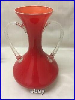 Vintage Opalina Florentinian Red Empoli VASE Glass